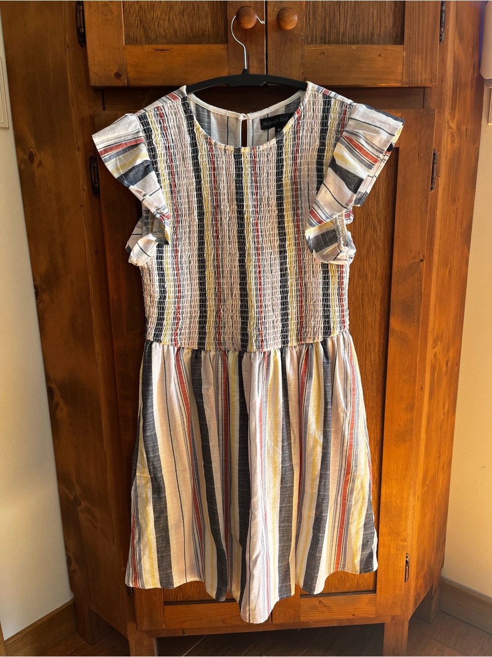 Women’s Striped Flutter-Sleeve Mini Dress in Multi-Color